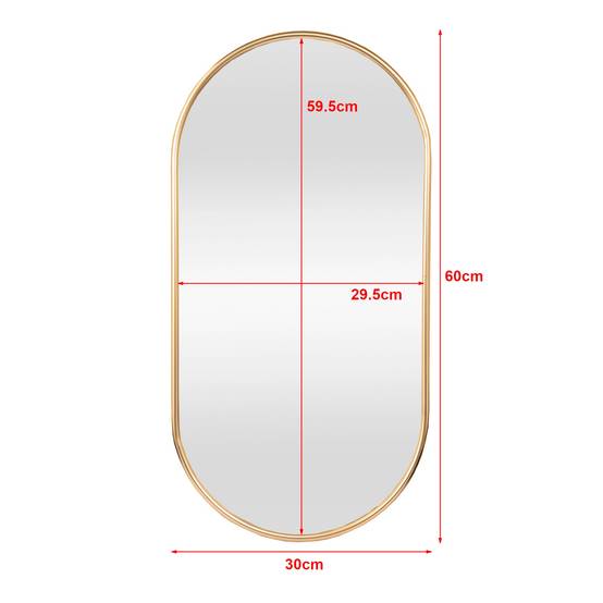 Miroir mural ovale 30 x 60 cm doré - Image 3