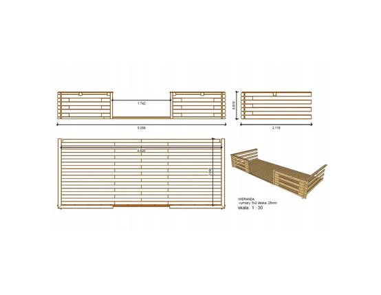 Altanka - Terrasse en bois avec balustrade pour abri en bois - 10m2 - 5m x 2m - imprégnée - couleur: marron - DOM603 - ALTANKA - Image 3