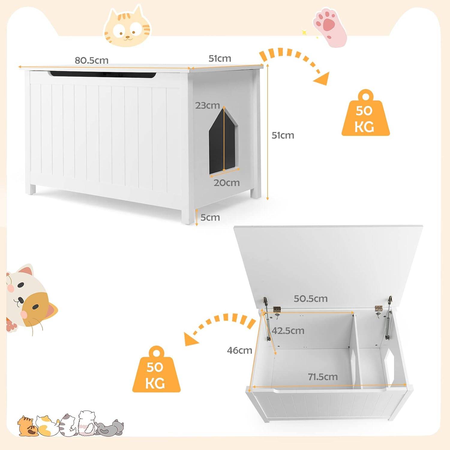 Boîte à litière pour Chat avec Ouverture sur Le Dessus - Image 3
