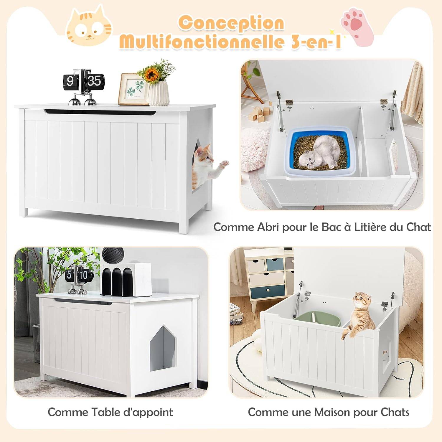 Boîte à litière pour Chat avec Ouverture sur Le Dessus - Image 2