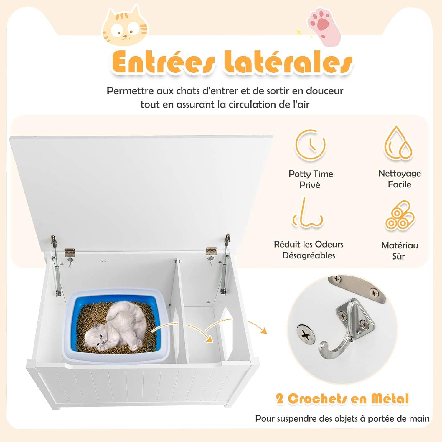 Boîte à litière pour Chat avec Ouverture sur Le Dessus - Image 4