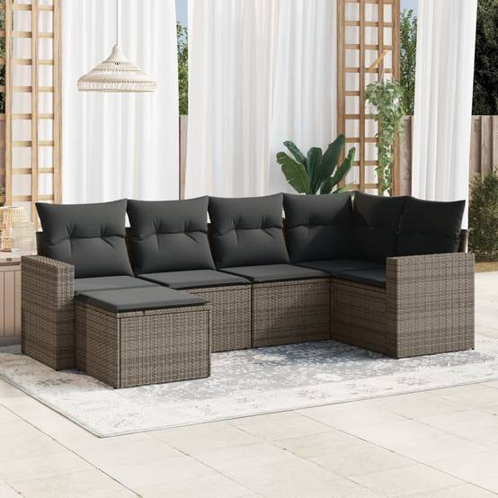 ComfortXL - Salon de jardin bas 6 pièces Résine Tressée Gris avec Rangement et Repose-pied Terrasse – ComfortXL Outdoor Living - Image 1