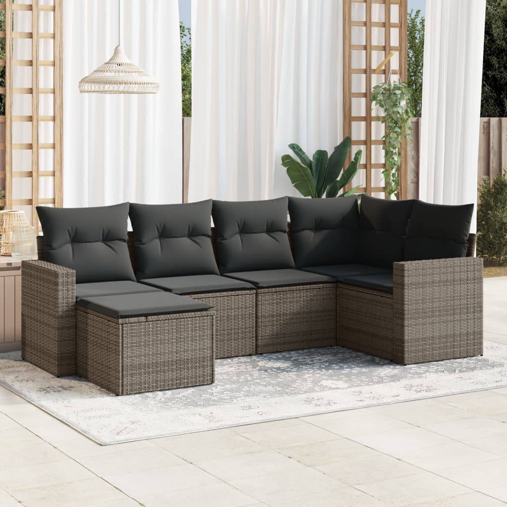 ComfortXL - Salon de jardin bas 6 pièces Résine Tressée Gris avec Rangement et Repose-pied Terrasse – ComfortXL Outdoor Living - Image 1