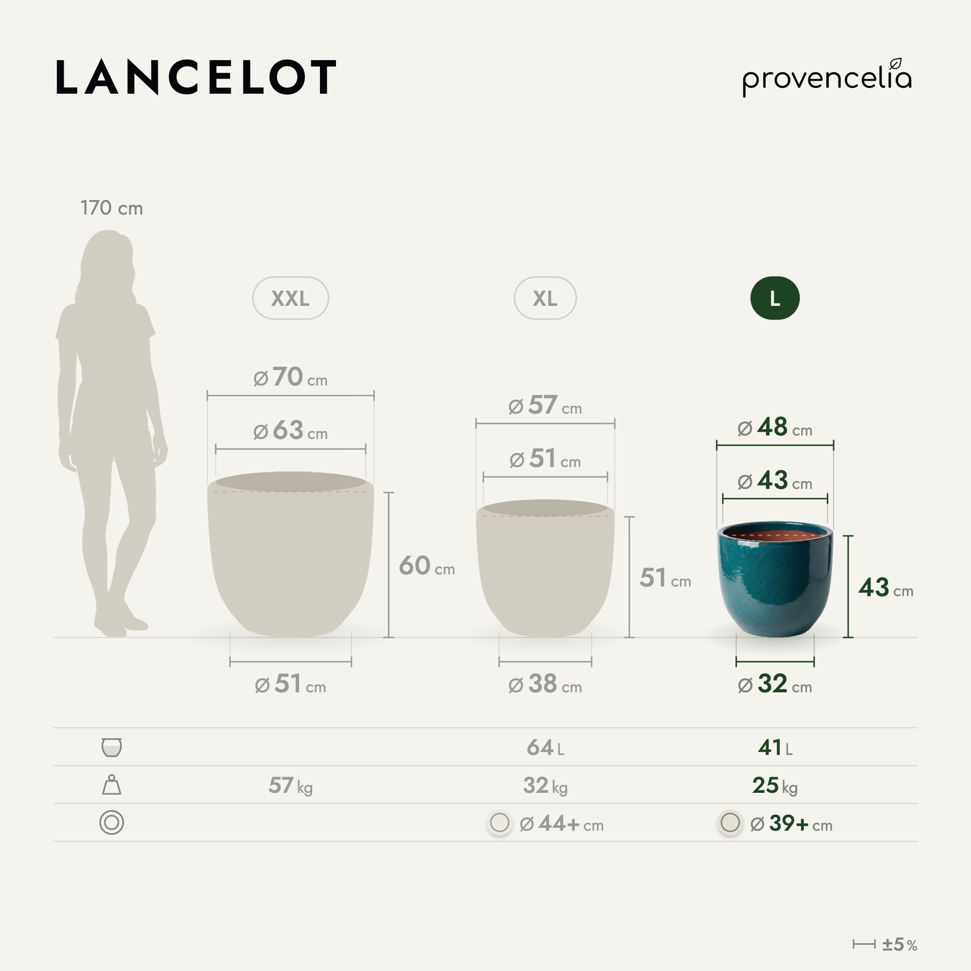 Provencelia - Pot LANCELOT 48x43cm lagon tropical - Image 2