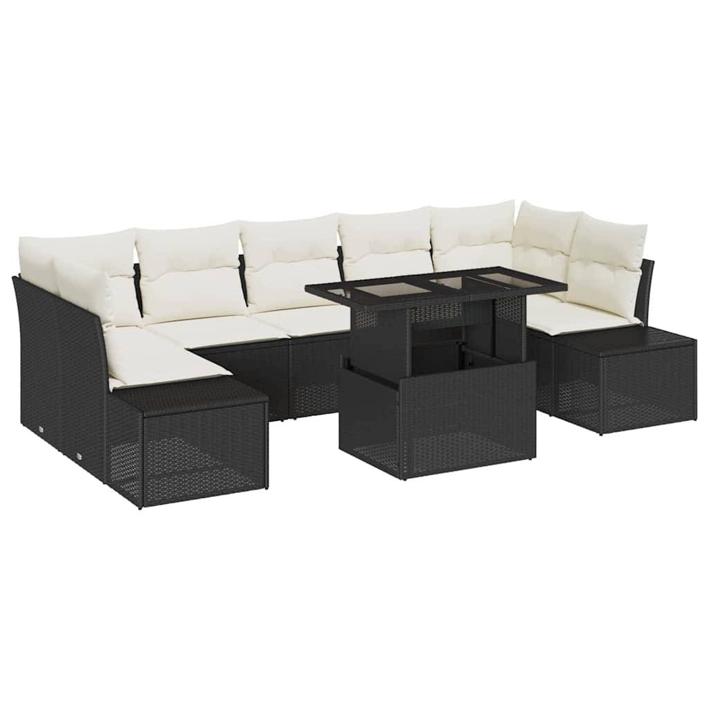 ComfortXL - Salon Bas de Jardin 8 pcs Résine Tressée Noir & Crème Table Levable Design Moderne – ComfortXL Outdoor Living - Image 2
