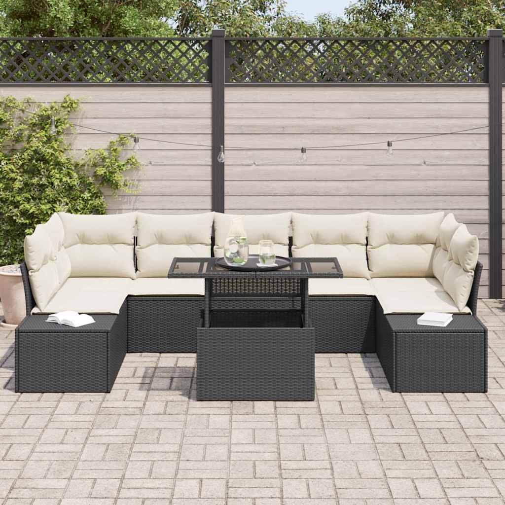 ComfortXL - Salon Bas de Jardin 8 pcs Résine Tressée Noir & Crème Table Levable Design Moderne – ComfortXL Outdoor Living - Image 3