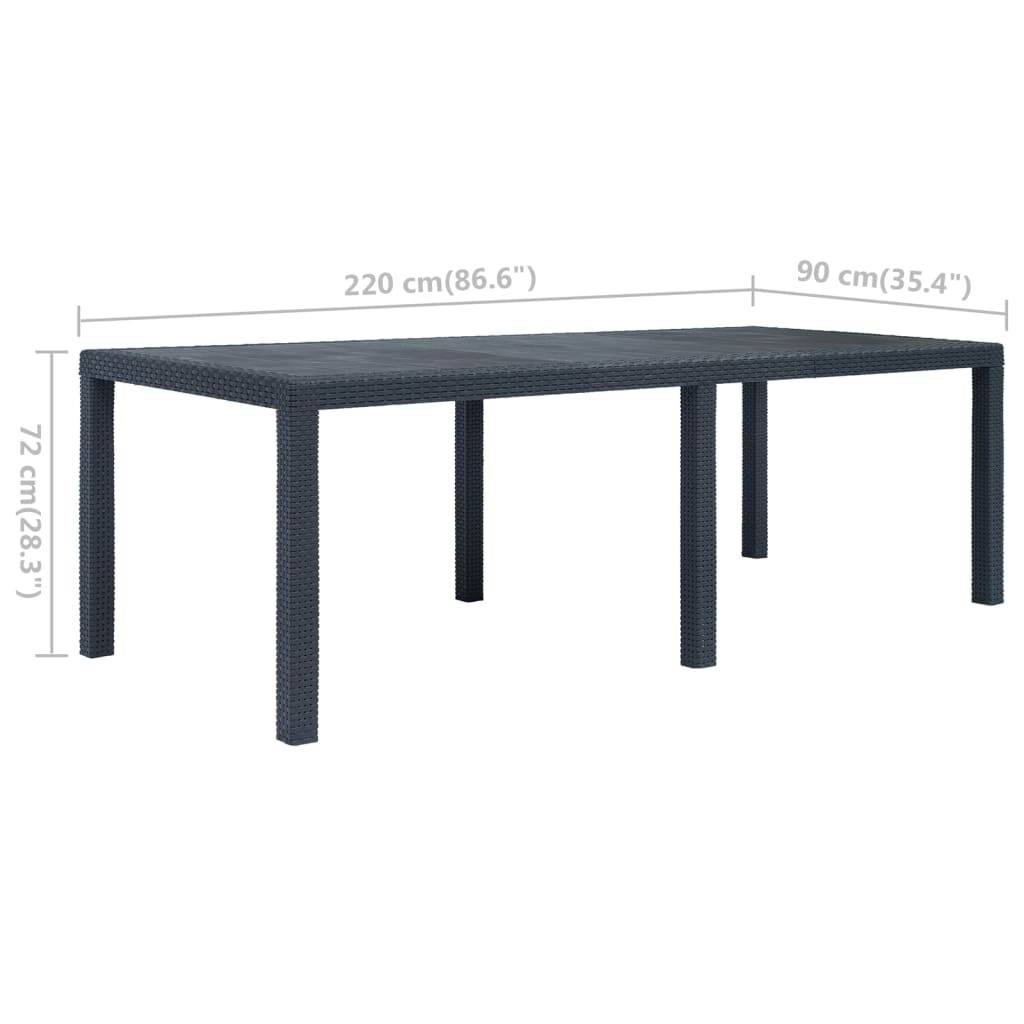Table de jardin Plastique Anthracite 220 x 90 x 72 cm - PANGIVO - Image 5
