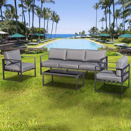 Salon de jardin en aluminium Gris MEMPHIS - Image 3