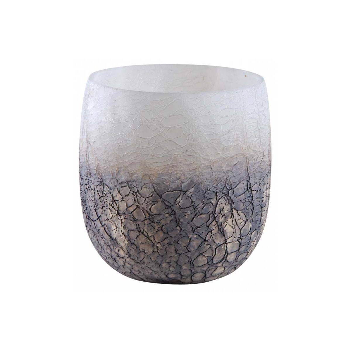 Aubry Gaspard - Photophore en verre givré doré et blanc 15 cm - Image 1
