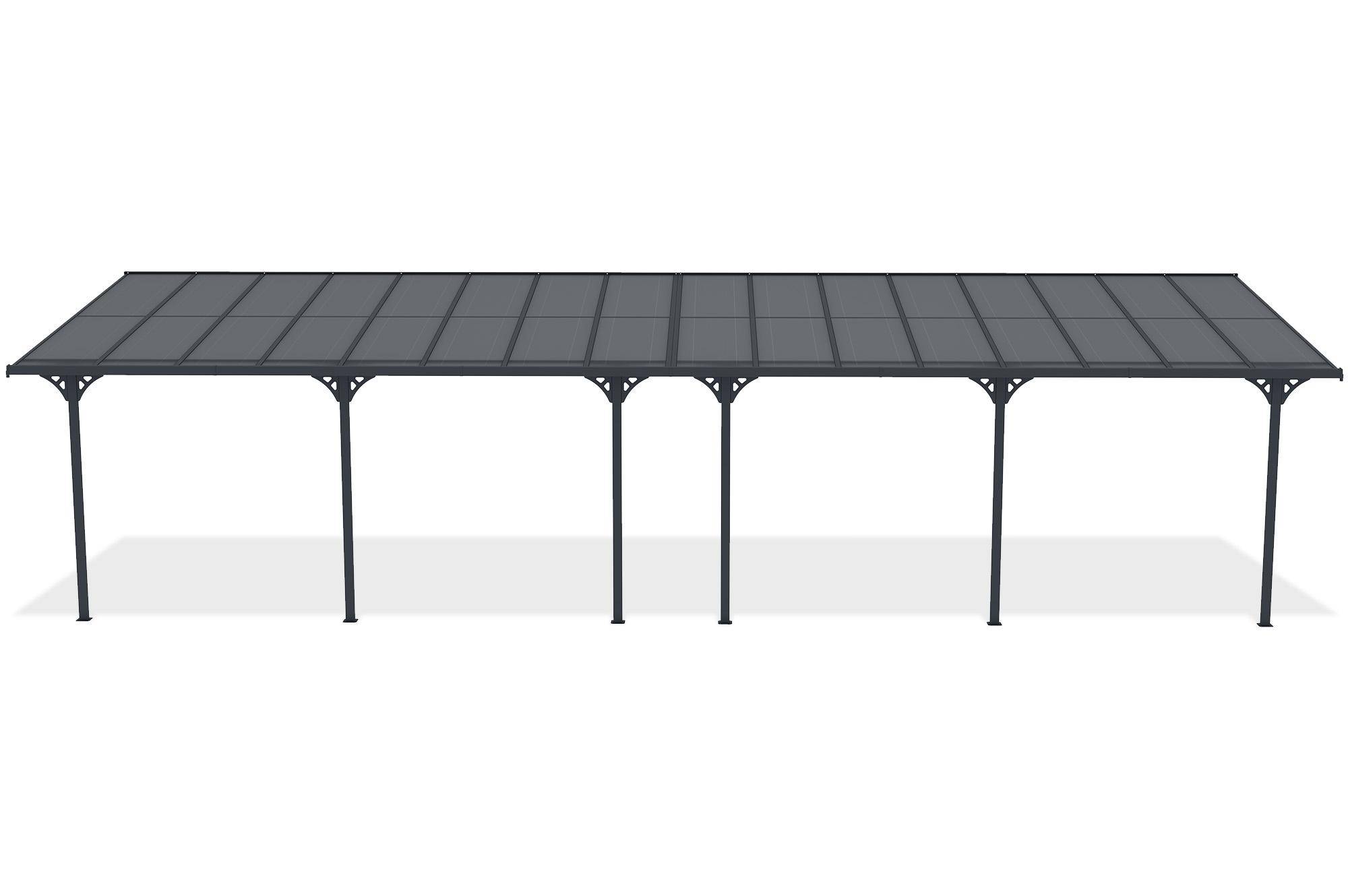CAZEBOO - Cazeboo Pergola/Carport adossée 30m² KLEO 10x3 m gris - toit terrasse en aluminium et polycarbonate - Image 3