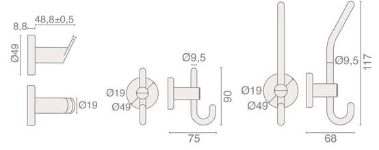 Patère PA20 inox brossé - HERACLES - B-INOX-PA20 - Image 3
