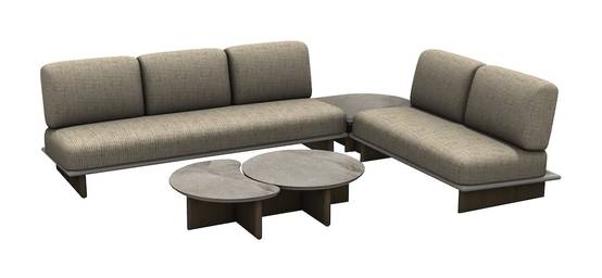 Proloisirs - Set salon bas KETCH – Set angle 3 places + 2 places + table basse – Crème Gris Beige