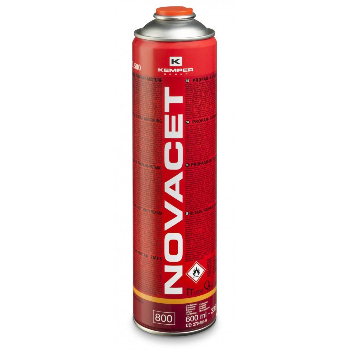 Cartouche gaz 330gr NOVACET Butane propane mix 600ml Valve 7/16 KEMPER - Image 2