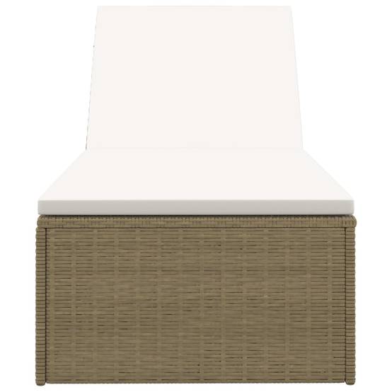 Chaise longue Résine tressée Marron et blanc crème 198 x 60 x (30-83.5) cm - PANGIVO - Image 6
