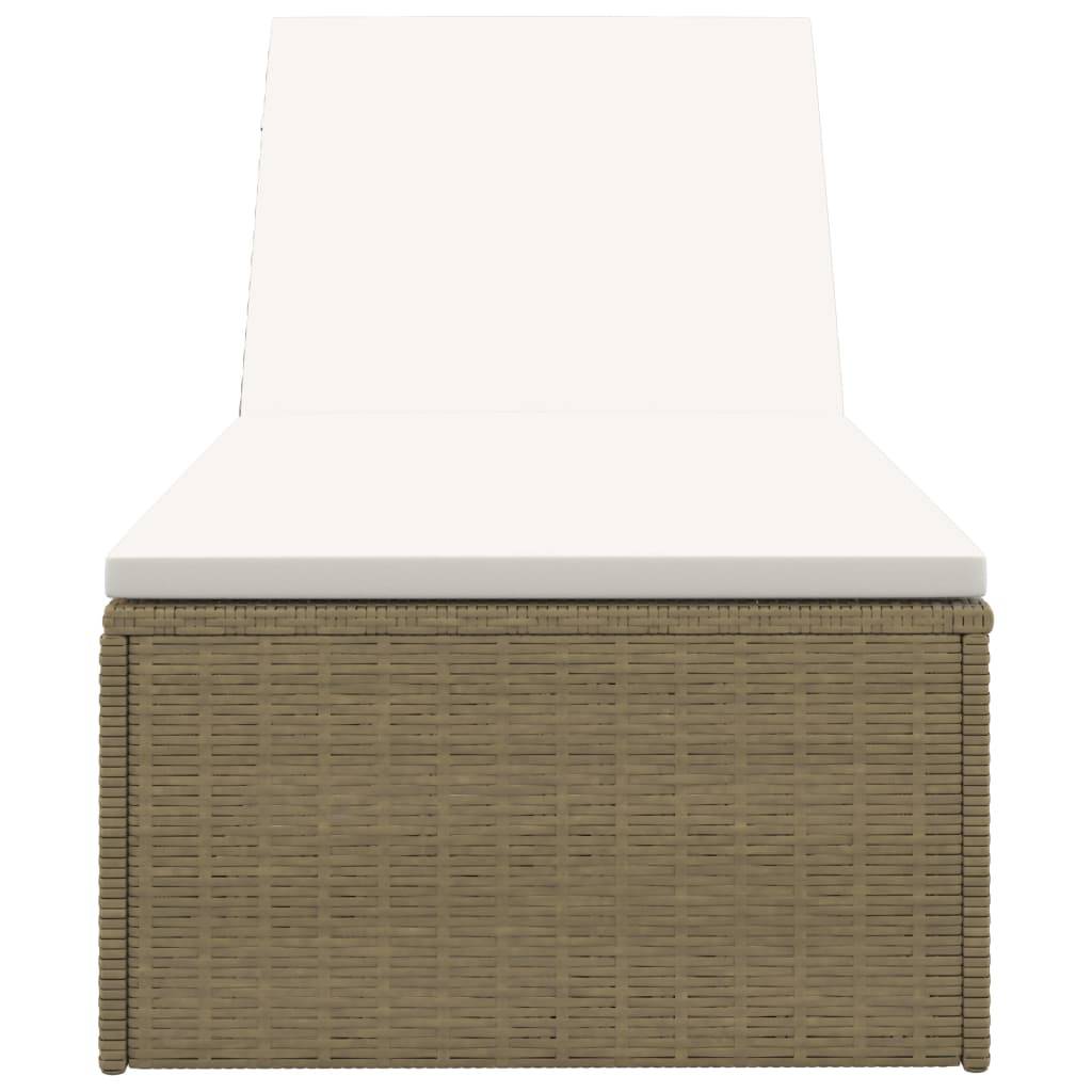 Chaise longue Résine tressée Marron et blanc crème 198 x 60 x (30-83.5) cm - PANGIVO - Image 6