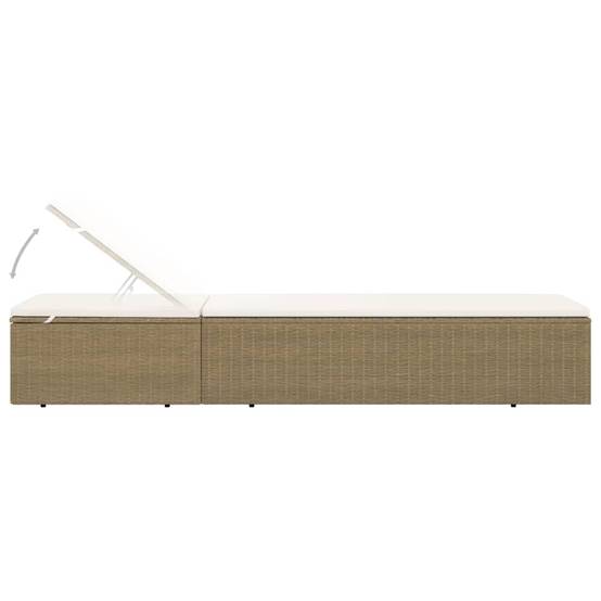 Chaise longue Résine tressée Marron et blanc crème 198 x 60 x (30-83.5) cm - PANGIVO - Image 5