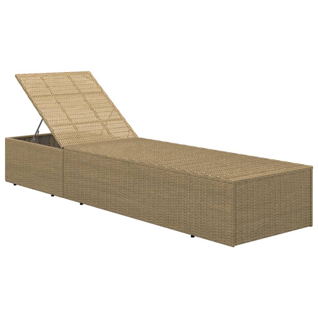 Chaise longue Résine tressée Marron et blanc crème 198 x 60 x (30-83.5) cm - PANGIVO - Image 8