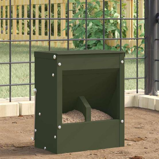 Distributeur Nourriture Lapin Métal 3kg Jardin Terrasse Vert Olive - ComfortXL Outdoor Living - Image 1
