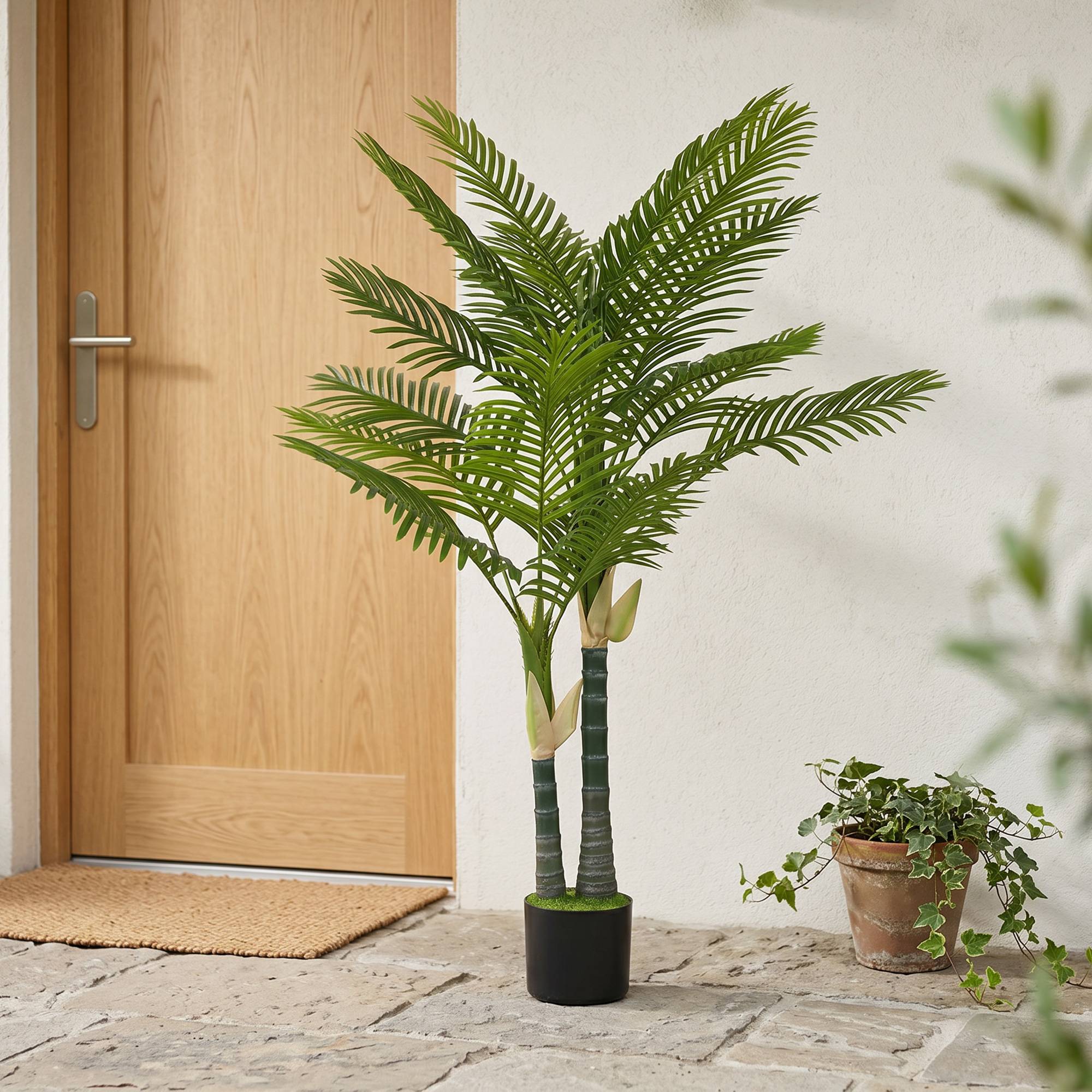 Sans Marque - Palmier artificiel 150cm avec 16 frondes, grand, pot pour salon, balcon, vert - Image 9