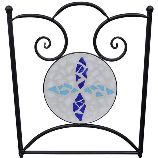 Lot de 2 Chaises de Balcon Pliantes en Mosaïque Céramique et Fer Forgé Bleu et Blanc – ComfortXL Outdoor Living - Image 4
