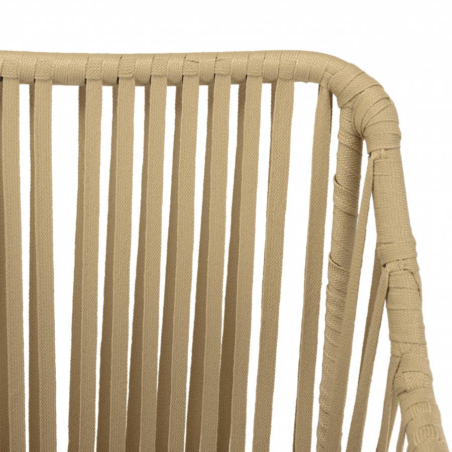 Macabane - MALO - SALON DE JARDIN 4 PERS. - 1 Table ronde 120x120cm et 4 fauteuils beiges et noirs en cordage - Image 8