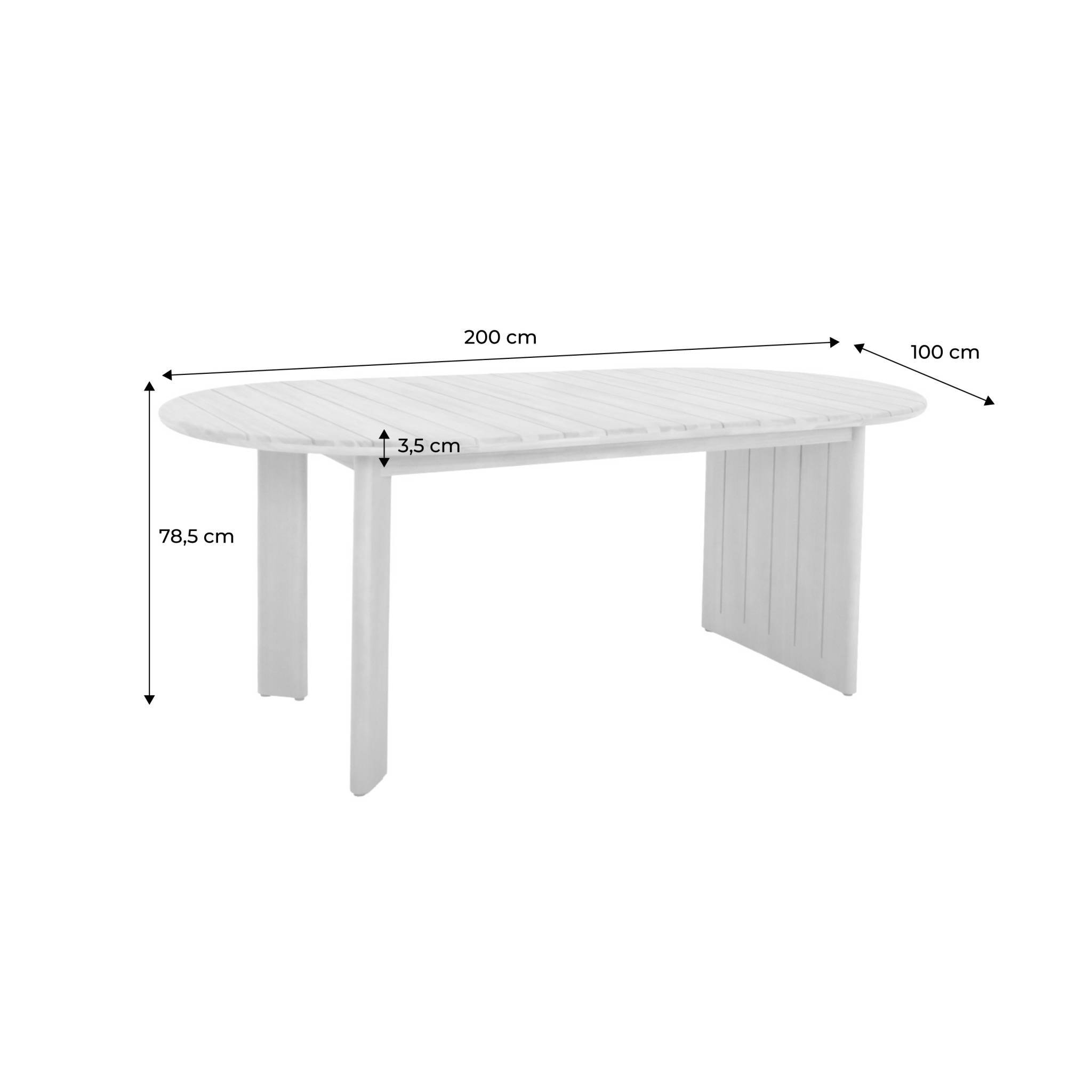 Table de jardin ovale bois d'acacia 6 places 200cm naturel - Bosca | sweeek - Image 4