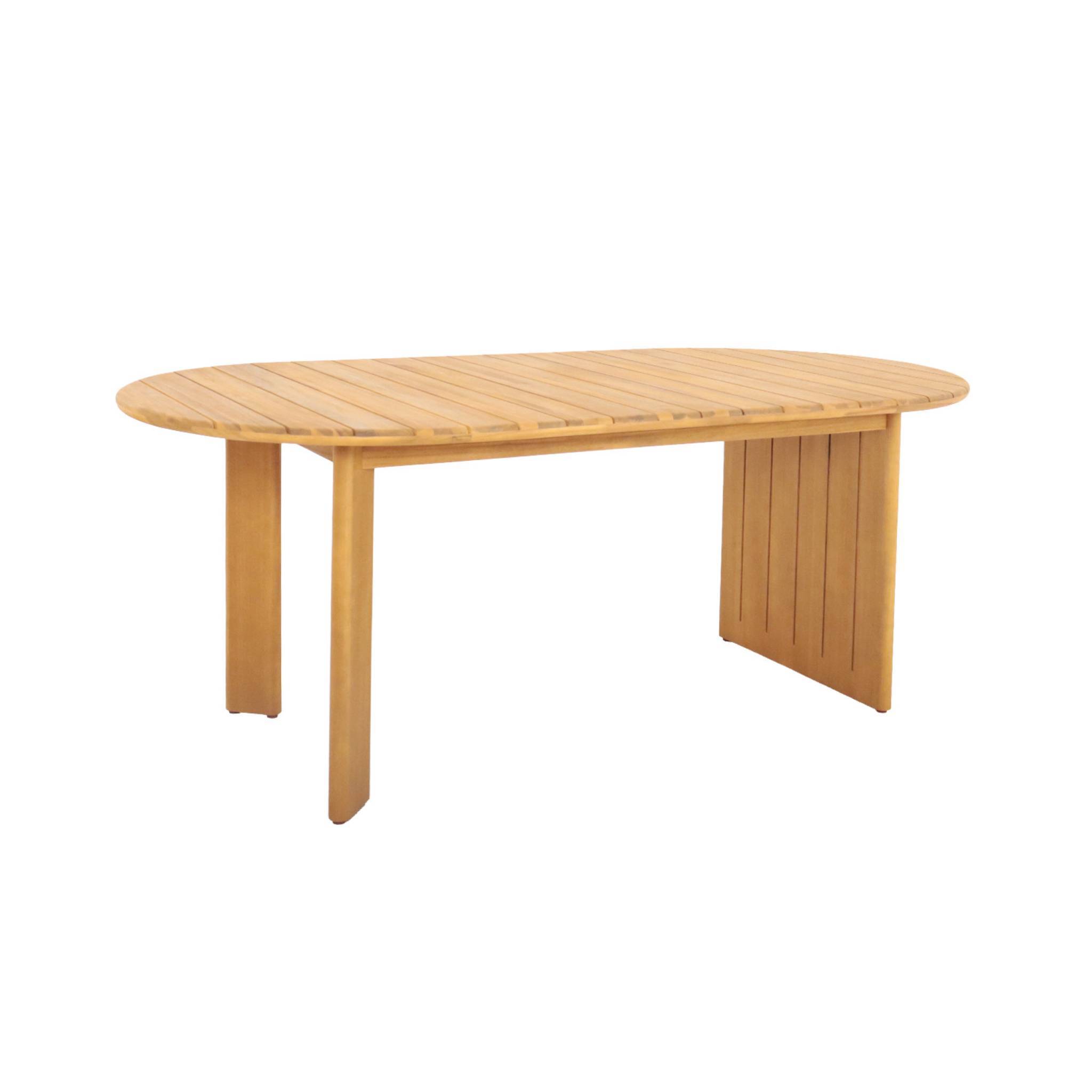 Table de jardin ovale bois d'acacia 6 places 200cm naturel - Bosca | sweeek - Image 2