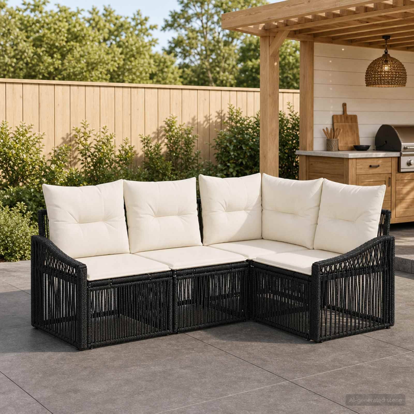 Vidaxl - Ensemble de canapé de jardin 4 pcs-Salons de jardin 4 place Noir polyrotin 100801 - Image 1
