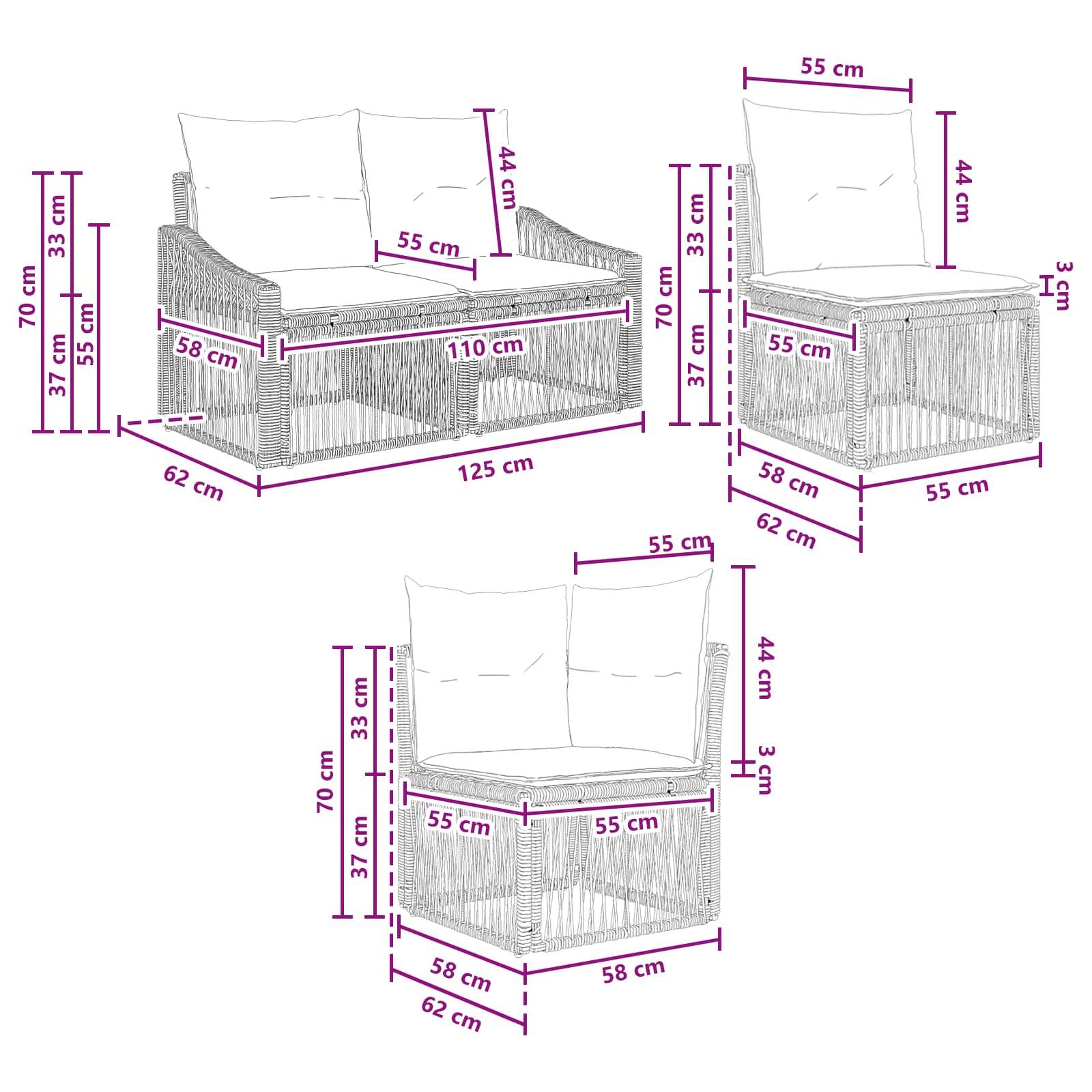 Vidaxl - Ensemble de canapé de jardin 4 pcs-Salons de jardin 4 place Noir polyrotin 100801 - Image 8