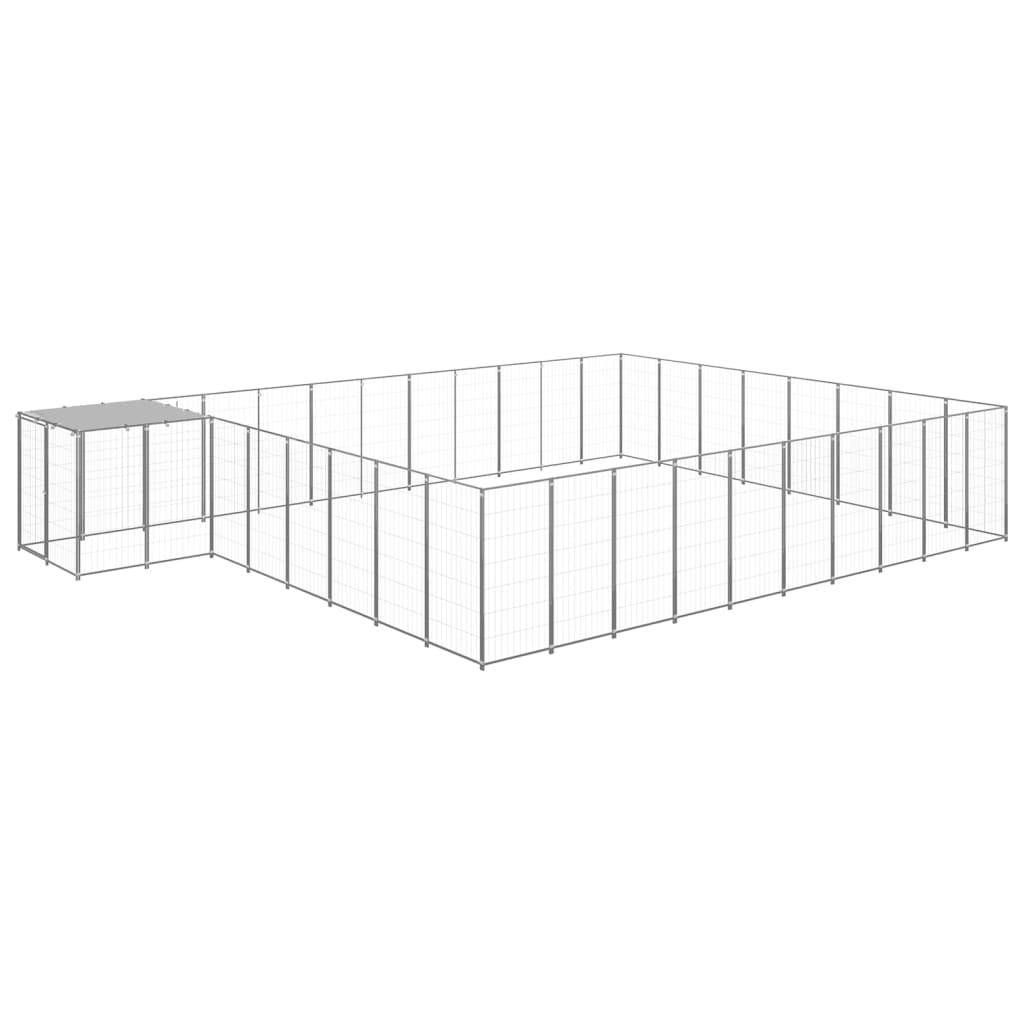 Helloshop26 - Chenil extérieur cage enclos parc animaux chien argenté 25,41 m² acier - Image 1