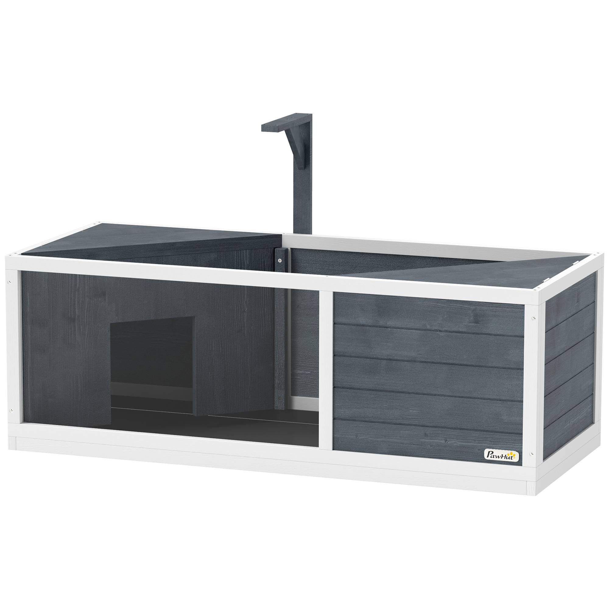 Sans Marque - Maison pour tortue avec toit facile à ouvrir, support de lampe, façade transparente, 120 x 50 x 40 cm, grise - Image 2