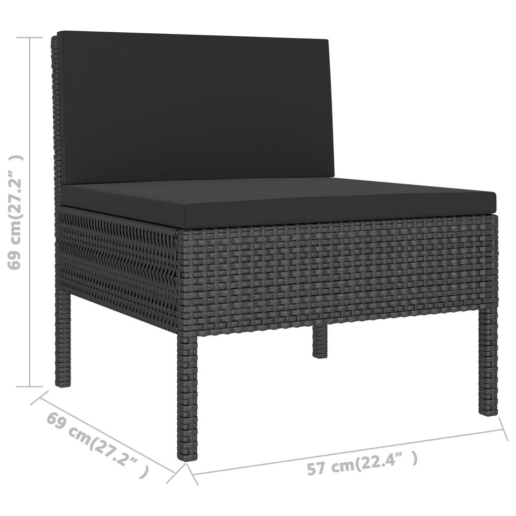 Helloshop26 - Salon de jardin meuble d'extérieur ensemble de mobilier 13 pièces avec coussins résine tressée noir - Image 8