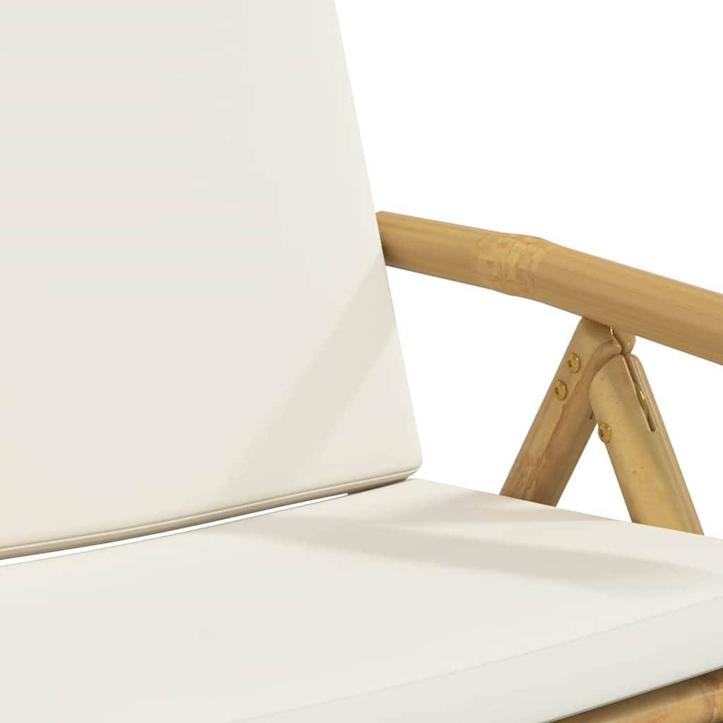 Vidaxl - Ensemble de bistro pliante 3 pcs-Salons de jardin et coussins blanc crème bambou 480700 - Image 10