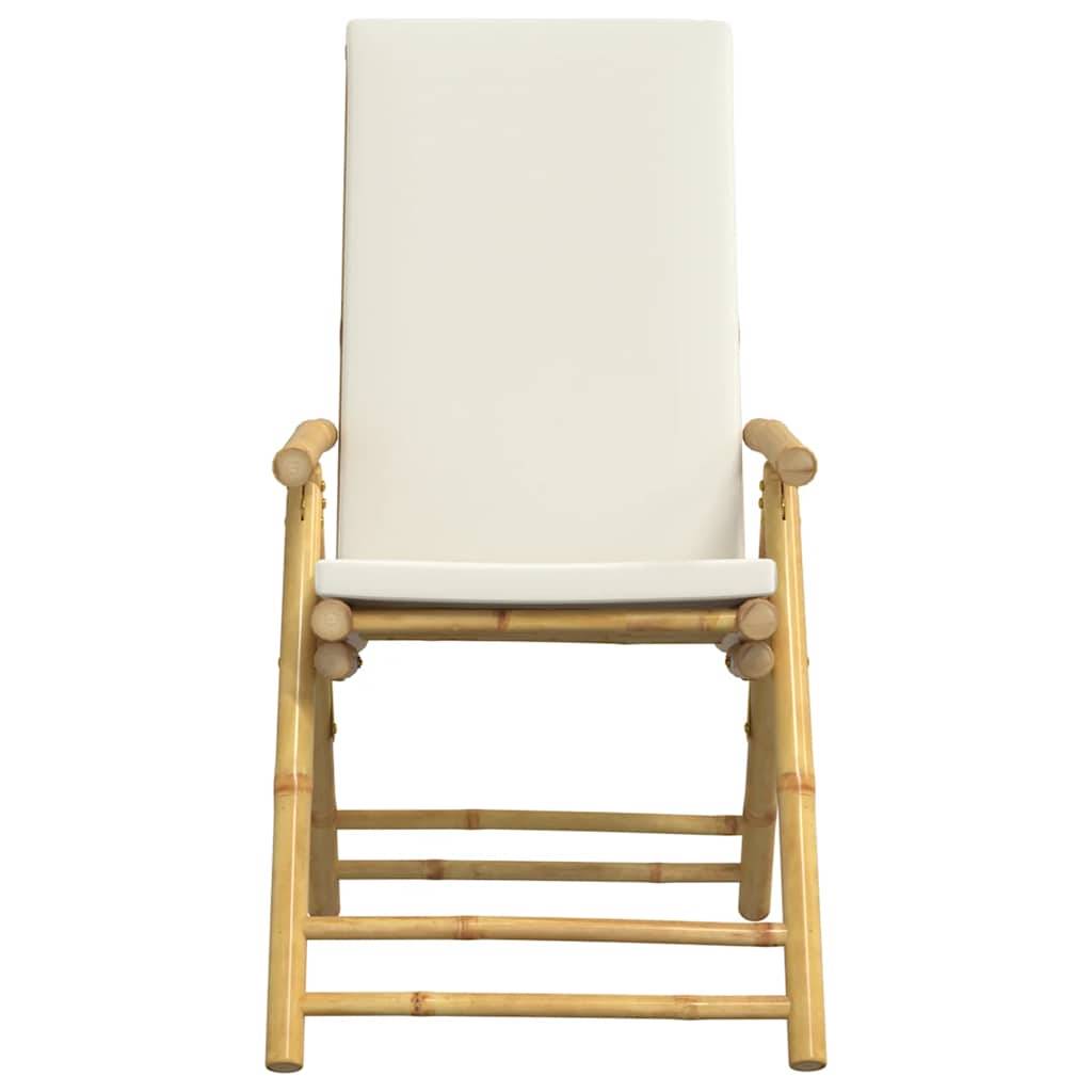 Vidaxl - Ensemble de bistro pliante 3 pcs-Salons de jardin et coussins blanc crème bambou 480700 - Image 6