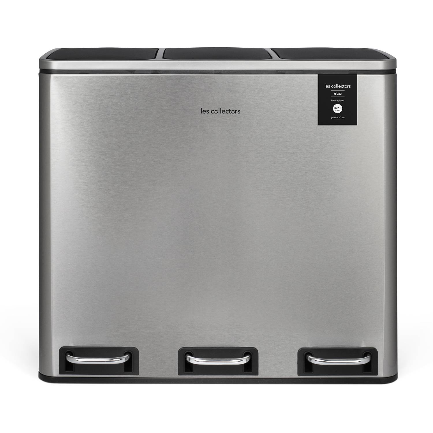 Poubelle de tri à pédale 3 x 18 L, inox edition - N°982 Les Collectors - Image 1