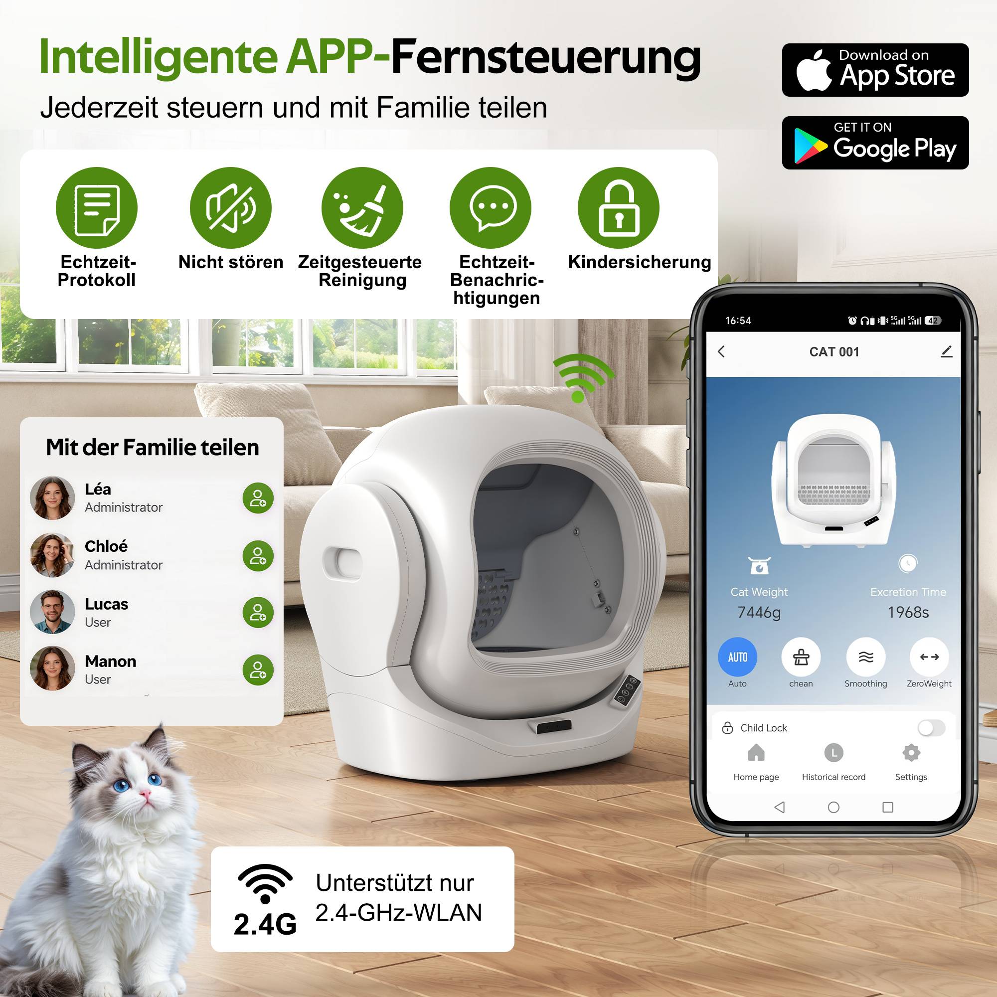 ComfortXL - Maison de toilette connectée ABS chats nettoyage automatique 68L blanc - ComfortXL Outdoor Living - Image 4
