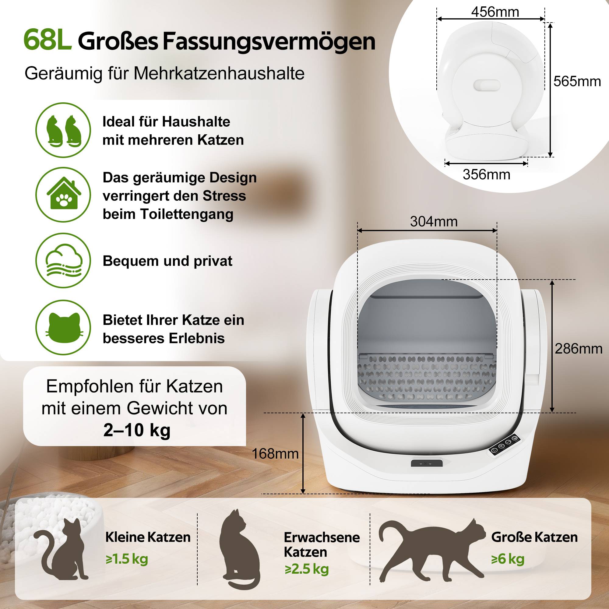 ComfortXL - Maison de toilette connectée ABS chats nettoyage automatique 68L blanc - ComfortXL Outdoor Living - Image 7