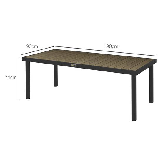 Table de jardin rectangulaire pour 8 personnes en aluminium table de salle à manger extétieur plateau PE à lattes - Image 5