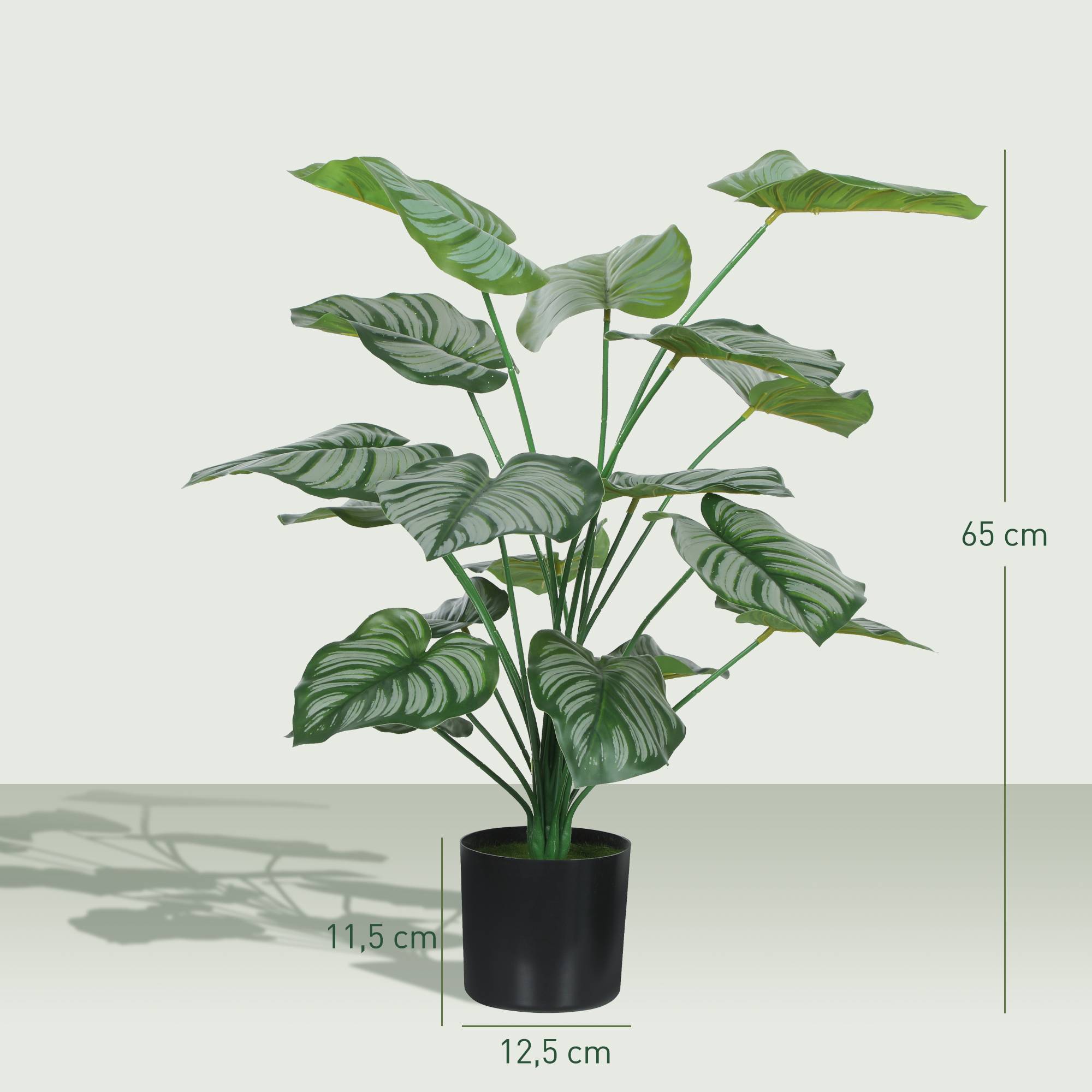 Lot de 2 plantes artificielles intérieures 65 cm, arbre artificiel avec pot en plastique et flocage, vert - Image 5
