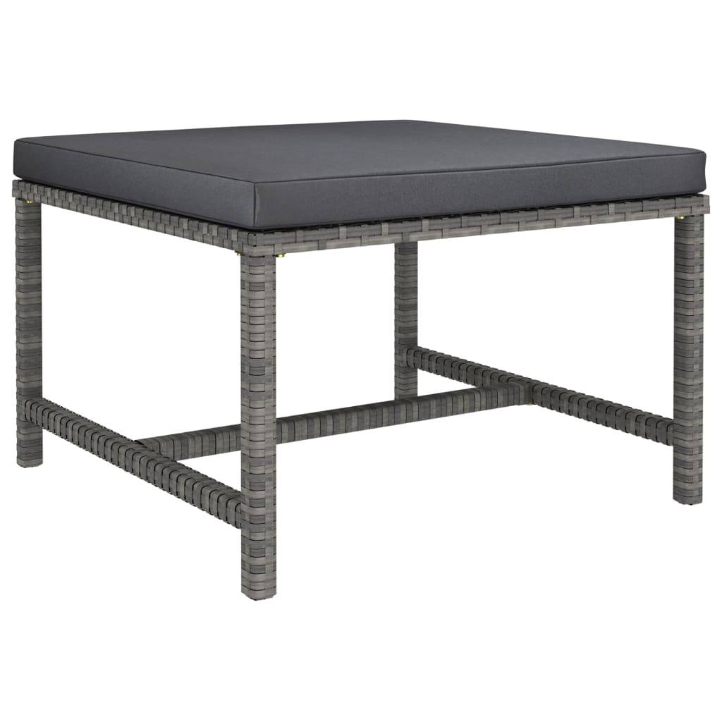 Helloshop26 - Salon de jardin meuble d'extérieur ensemble de mobilier 11 pièces avec coussins résine tressée gris - Image 6