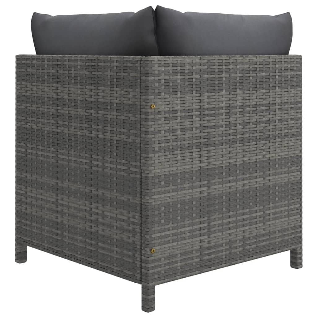 Helloshop26 - Salon de jardin meuble d'extérieur ensemble de mobilier 11 pièces avec coussins résine tressée gris - Image 4