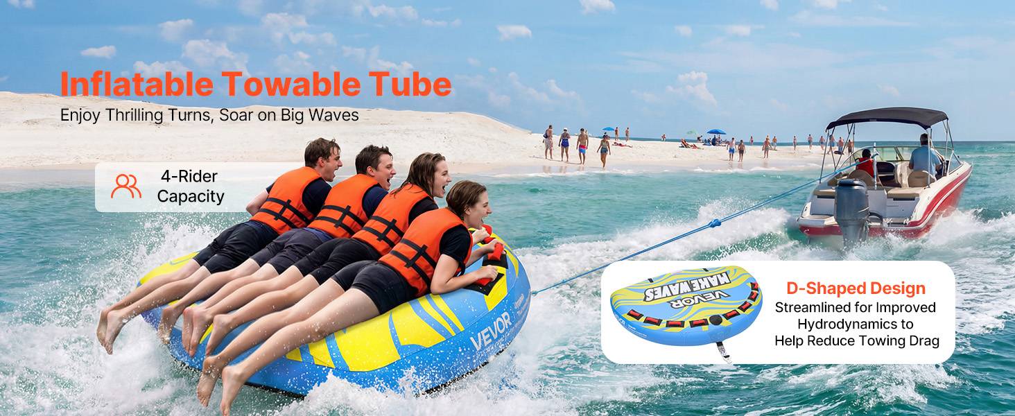 Vevor - VEVOR Bouée Tractée Gonflable Engin Tractée pour Tubing 4 Passagers 308 kg Bleu - Image 9