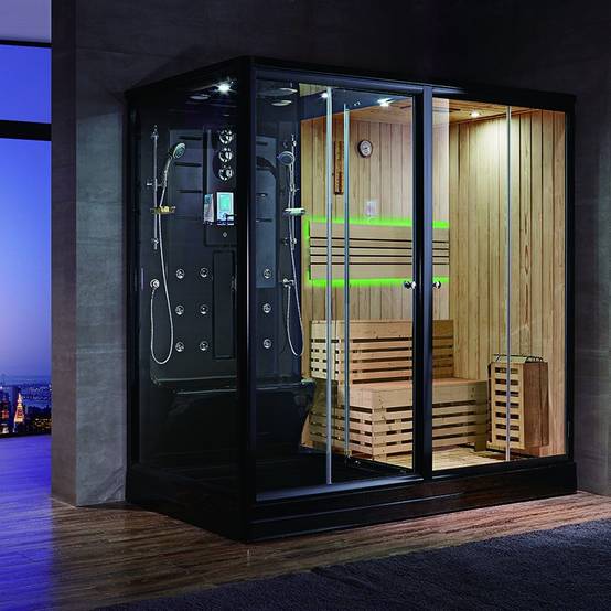 Combi Sauna Douche Hammam Boreal® SH220-D Black Edition - droite - Image 1