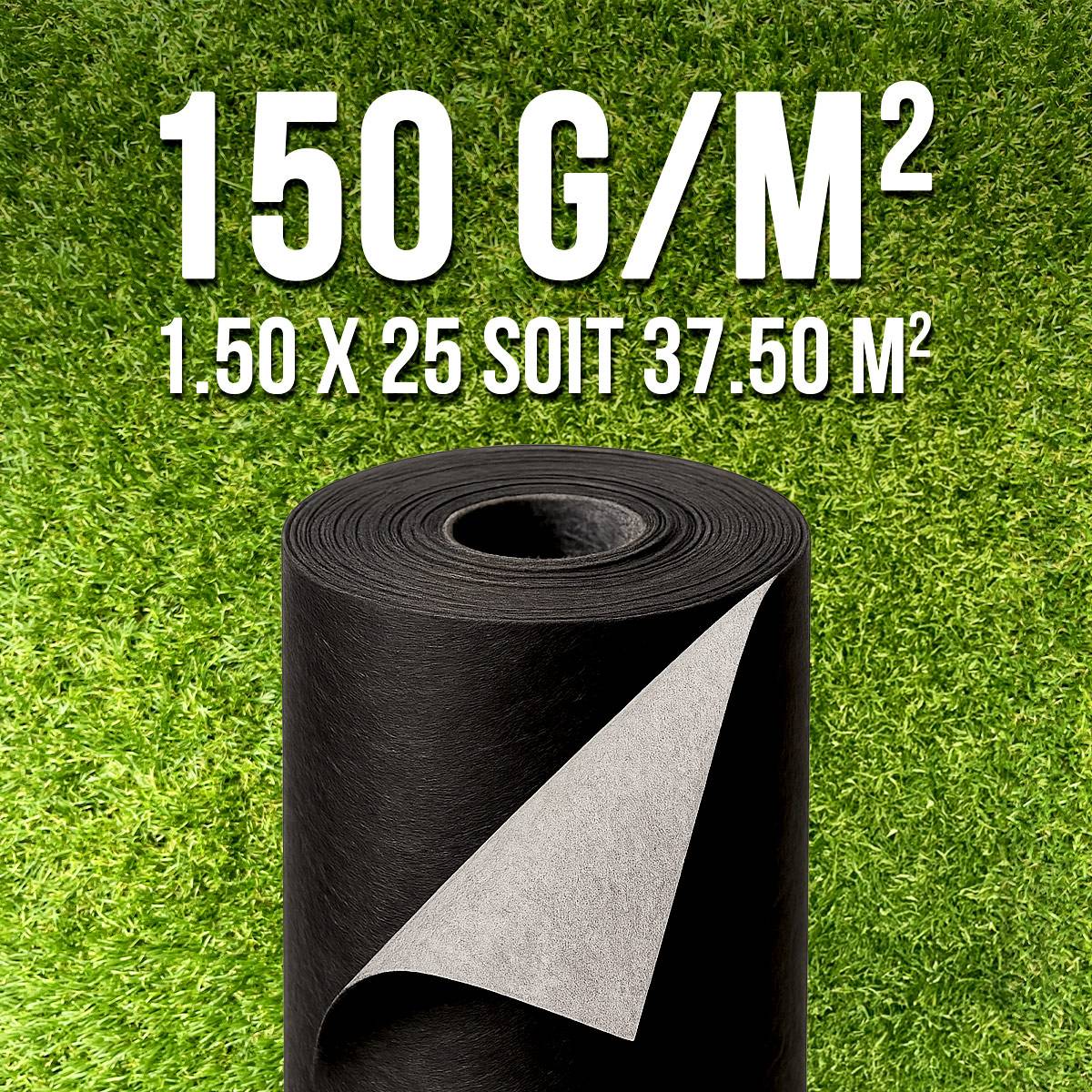 Bache anti-herbes pour jardin indéchirable 150g/m2 1,5m x 25m MGS - Image 1