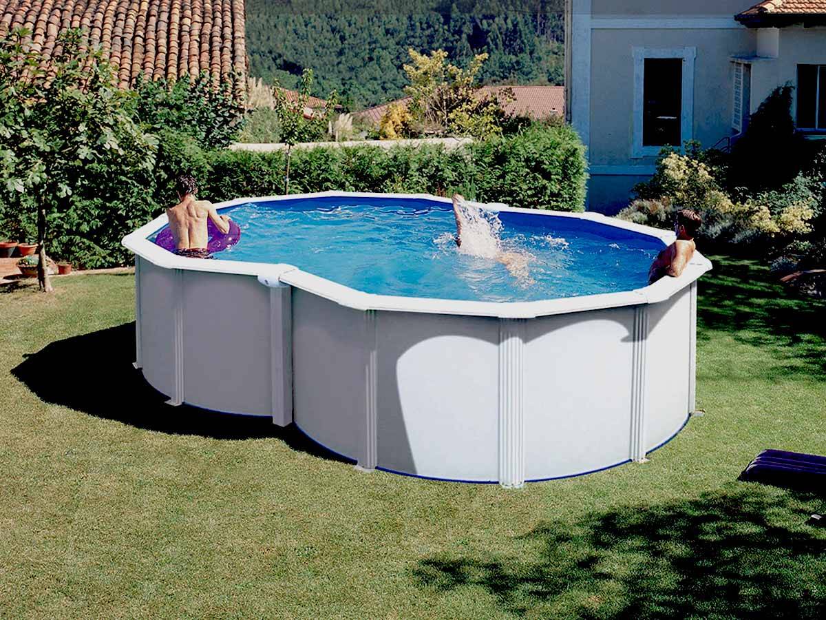 Gré - Piscine acier blanc Varadero en huit 6,45 x 3,95 x 1,22 m - Gré