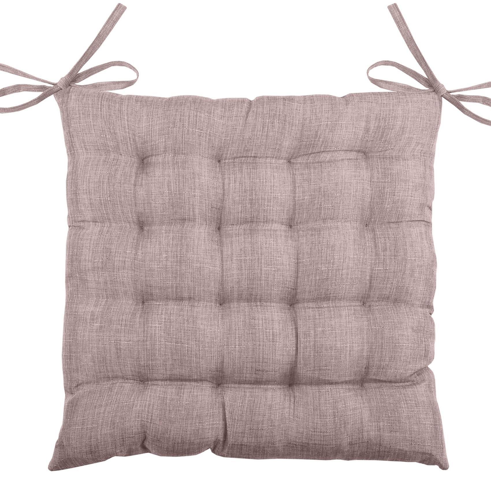 Lovely Casa - Galette de chaise unie en 16 points - LOVELY CASA - Polyester - Rose poudré - Image 1