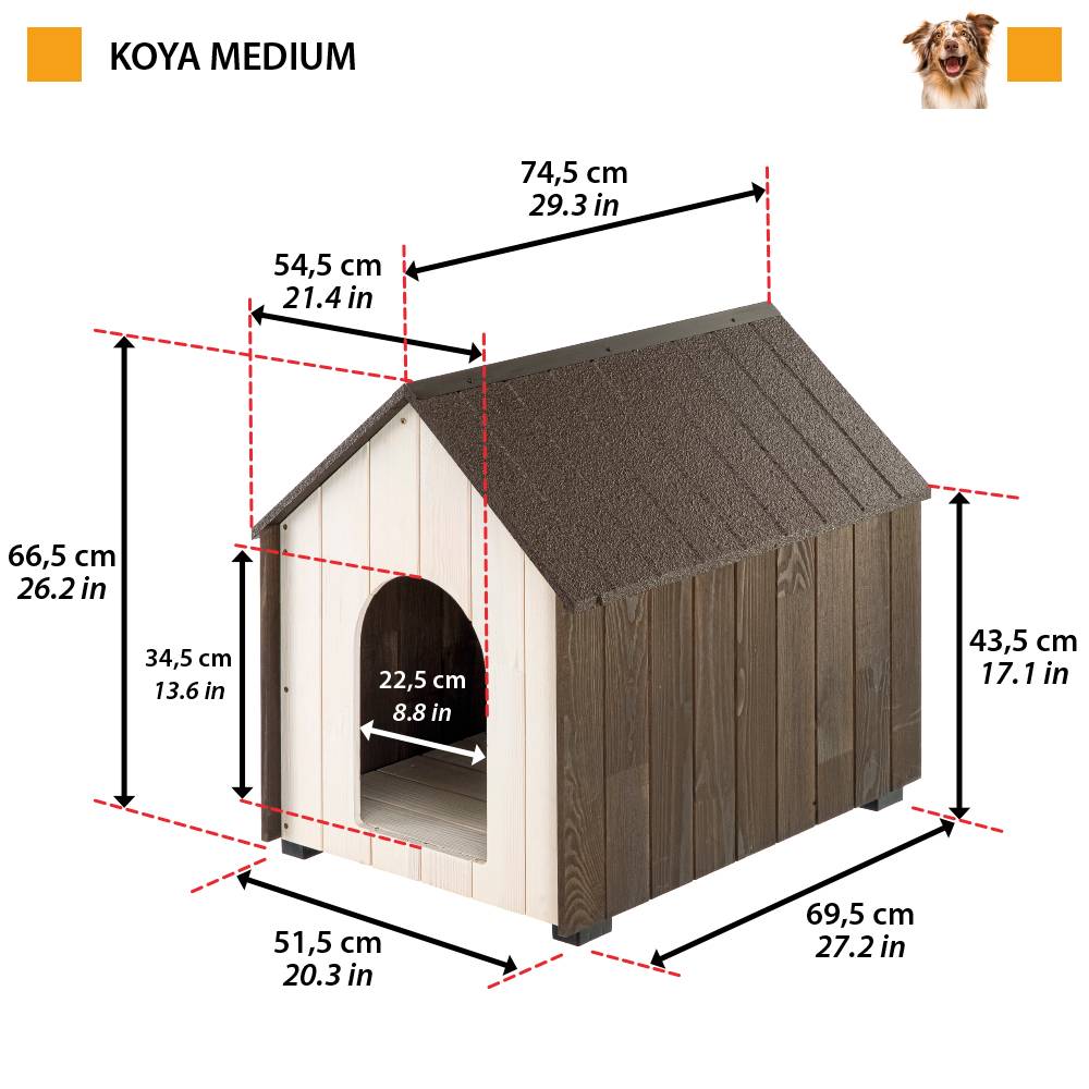Ferplast - Niche d'extérieur, KOYA MEDIUM Maison pour Chiens en Bois FSC avec Peinture non Toxique, Trous d'aération, Pieds Isolants - Image 2