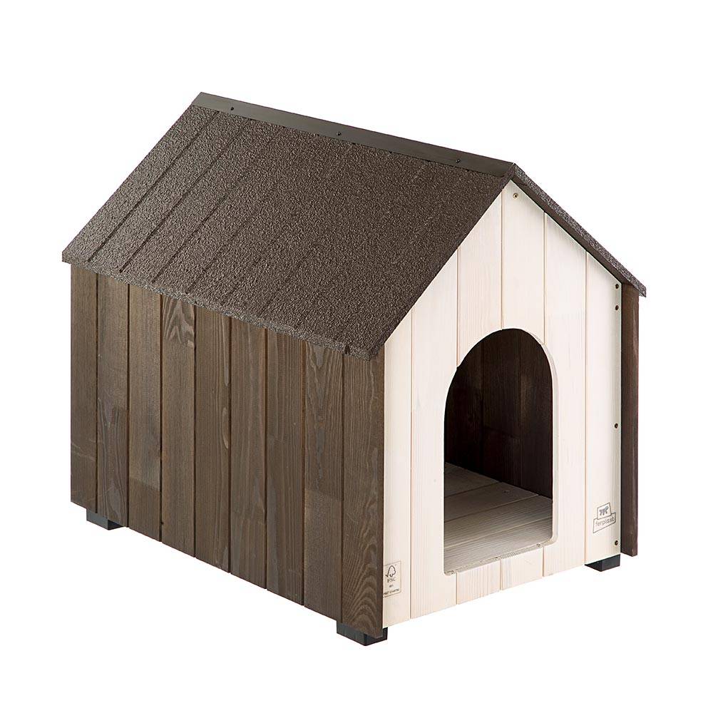 Ferplast - Niche d'extérieur, KOYA MEDIUM Maison pour Chiens en Bois FSC avec Peinture non Toxique, Trous d'aération, Pieds Isolants - Image 1