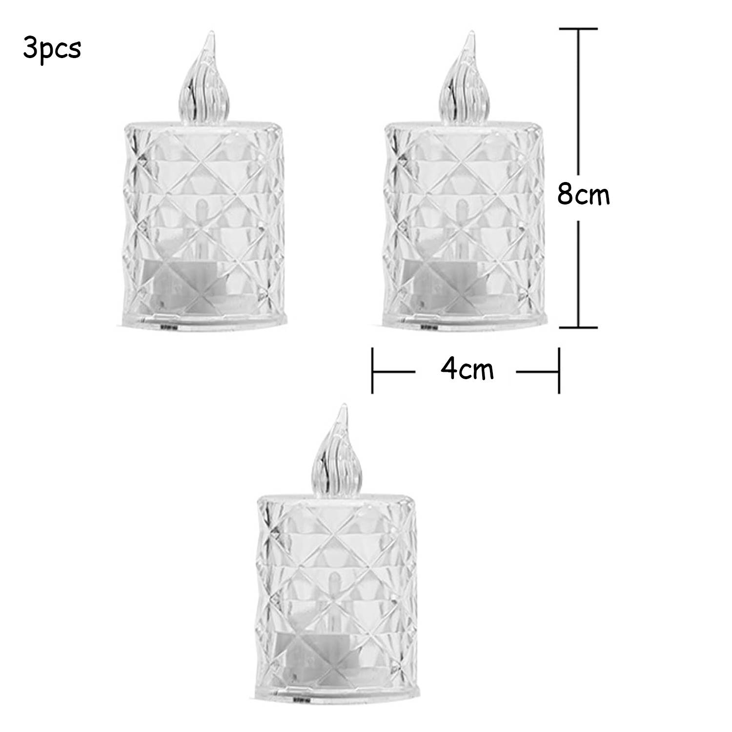 Lot de 3 bougies cristal sans flamme à piles pour décoration de table, mariage, Halloween, Noël, ambiance cosy, bougies LED sans suie - Image 2