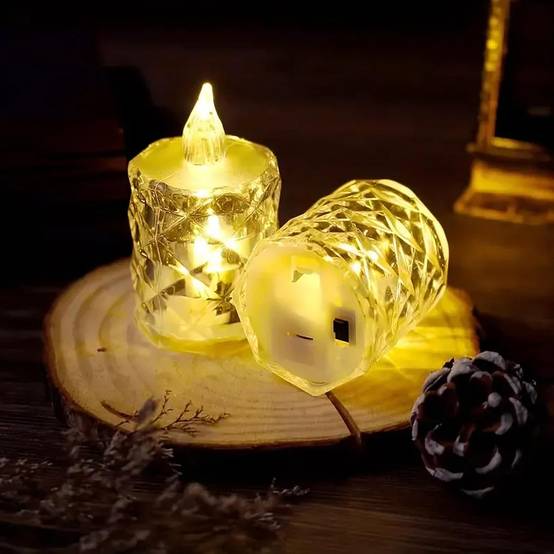 Lot de 3 bougies cristal sans flamme à piles pour décoration de table, mariage, Halloween, Noël, ambiance cosy, bougies LED sans suie - Image 4